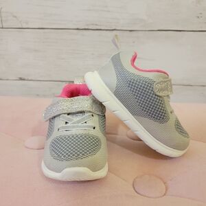 Carter's Baby Girl Gray and Pink Sneakers with Gitter Accents Size 3